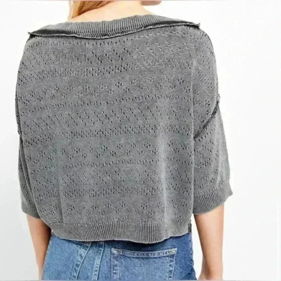 Free People Womens Sand Castle Black Cropped Pullover Sweater Size Small - Picture 3 of 12